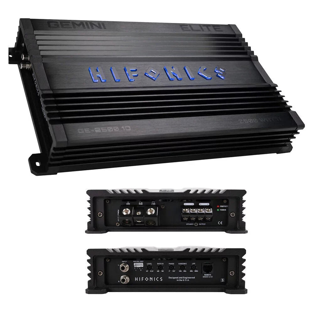 Amplifier Audio 2000 GE2000.1D Hifonics Watts GEMINI Hifonics Subwoofer Car Elite Mono