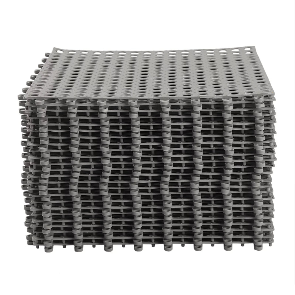 PVC with Nonslip Gray Floor Bathroom, Shower Drainage Bath Mat 11.8*11.8" for 24PCs Interlocking Holes Kitchen, Mat,Soft Pool