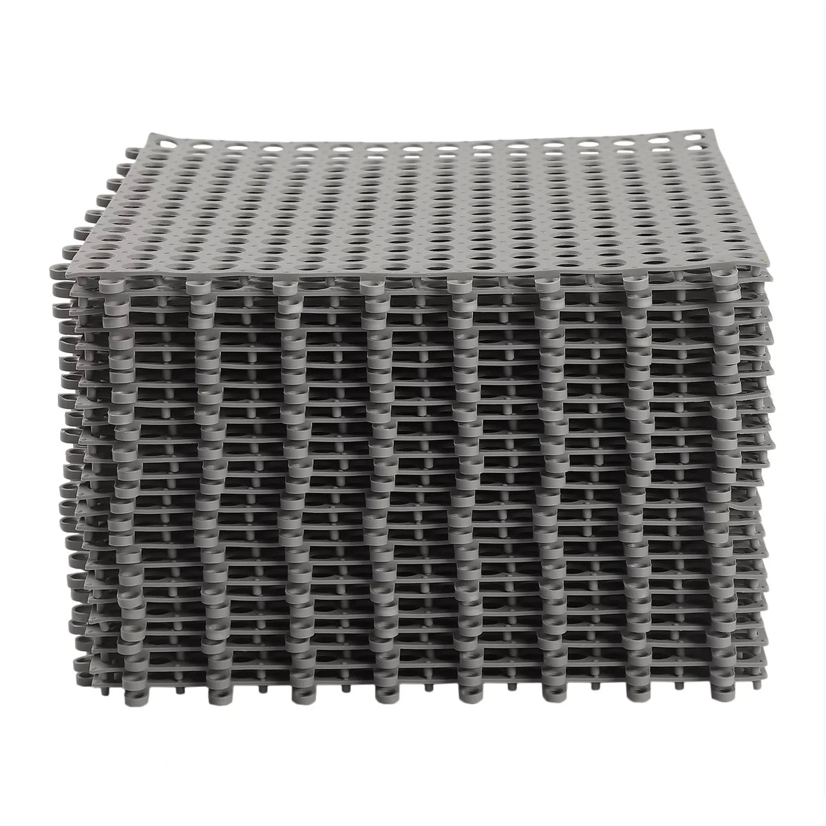 PVC with Nonslip Gray Floor Bathroom, Shower Drainage Bath Mat 11.8*11.8" for 24PCs Interlocking Holes Kitchen, Mat,Soft Pool