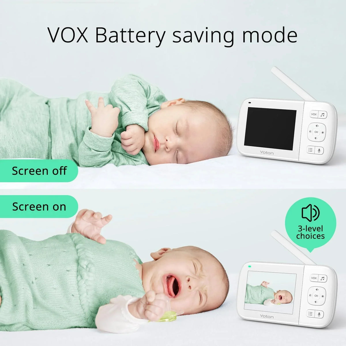 Night Wireless LCD Transmission, Vision, Home with Sensor, Digital Baby Screen Way Yoton Talk Mode, 8 Camera, Security, 2.4GHz VOX Two Temperature Monitor Lullabies, 3.5-inch