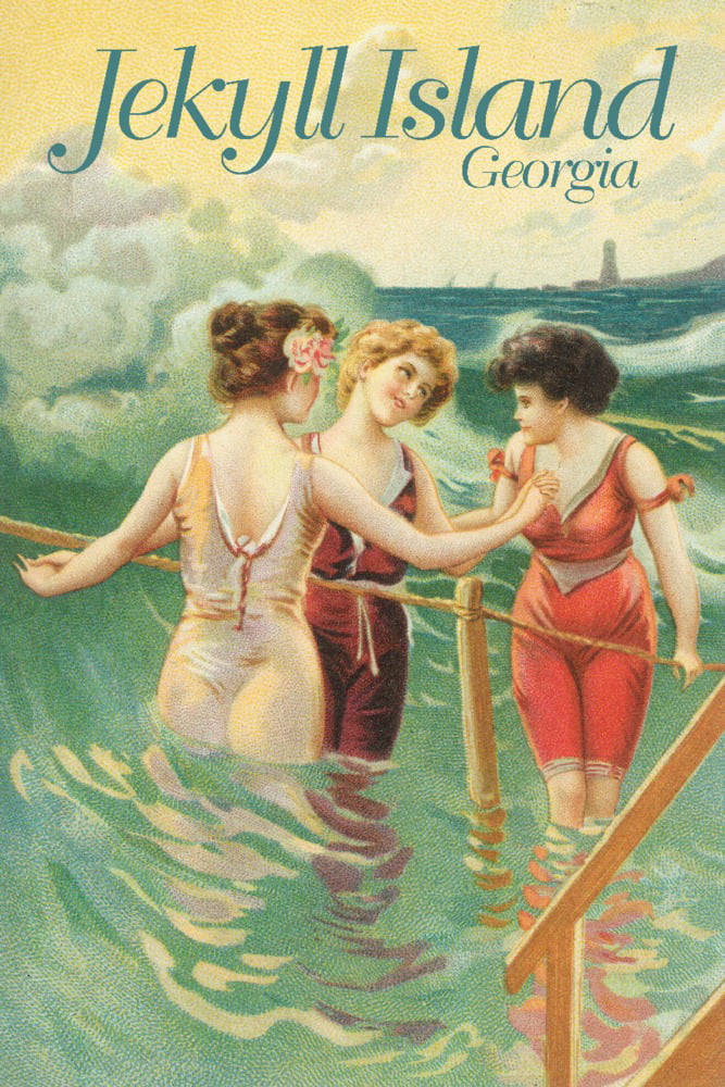 Wading Premium on for Women in in USA) Jekyll (19x27 Georgia, Jigsaw and Beach, Made 500 Piece Family, Vintage Poster Island, inches, Adults Puzzle