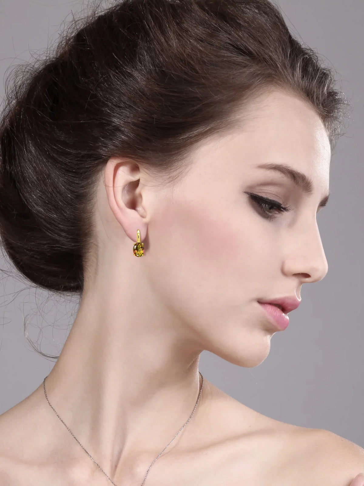 Yellow Mystic Earrings Mango King Topaz Gem Oval Gold Silver Plated Stone Ct 9.00 18K