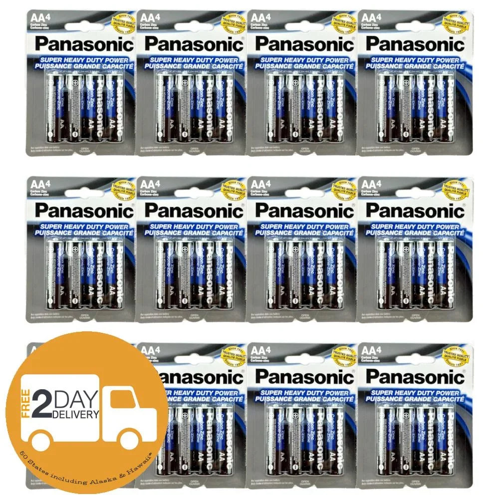 Batteries PCS A Power Duty Panasonic Super AA Double 1.5v Heavy Carbon 48 Battery Zinc