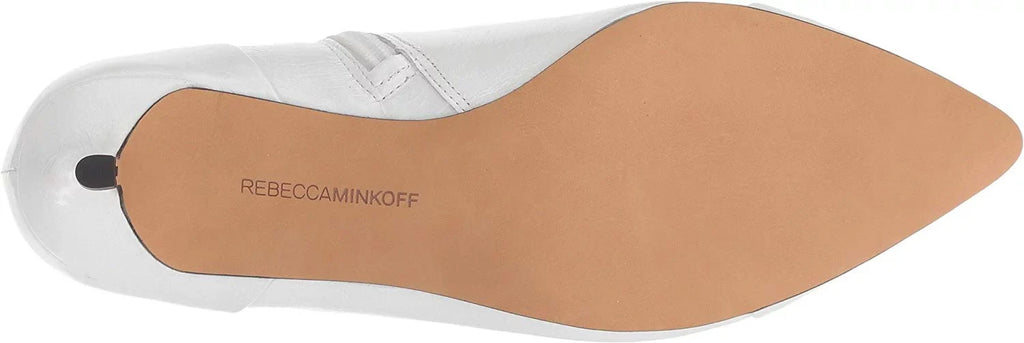 White Kitten 7.5 Toe Comfort Leather MINKOFF Womens Booties Siya Heel Pointed REBECCA Zip-Up M