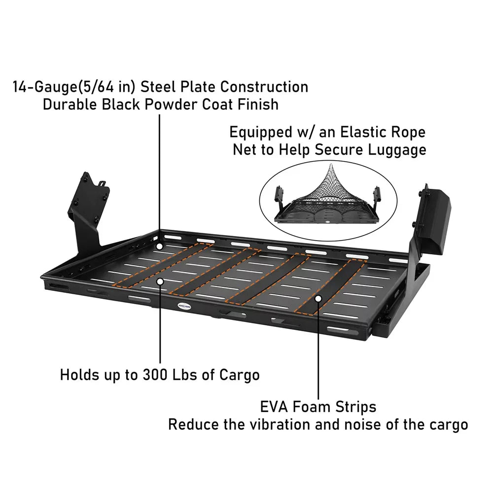 Rack 2021-2023 Cargo Road Rear Basket Black Box Luggage 4-Door Ford Bronco Hooke Fit