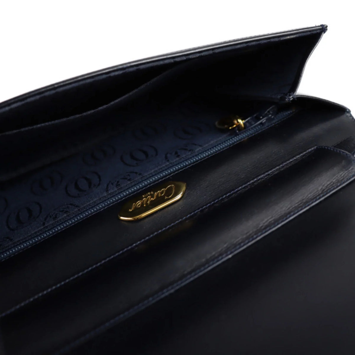 line dark sapphire bag Pre-Owned leather calf (Good) Cartier 2WAY navy clutch CARTIER shoulder