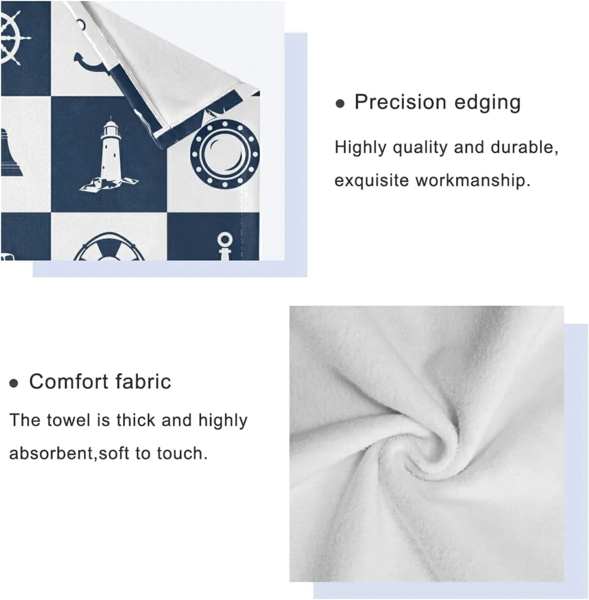 Soft Anchor Bath Bathroom GZHJMY Sailing Piece 3 Decorative Checked Lighthouse Towel Cotton Fingertip Absorbent Towels Sets for Towels Vessel Hand
