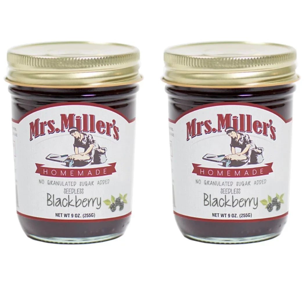 2-Pack 8 No Jam, Jars Seedless Homemade Sugar oz. Blackberry Mrs. Miller's