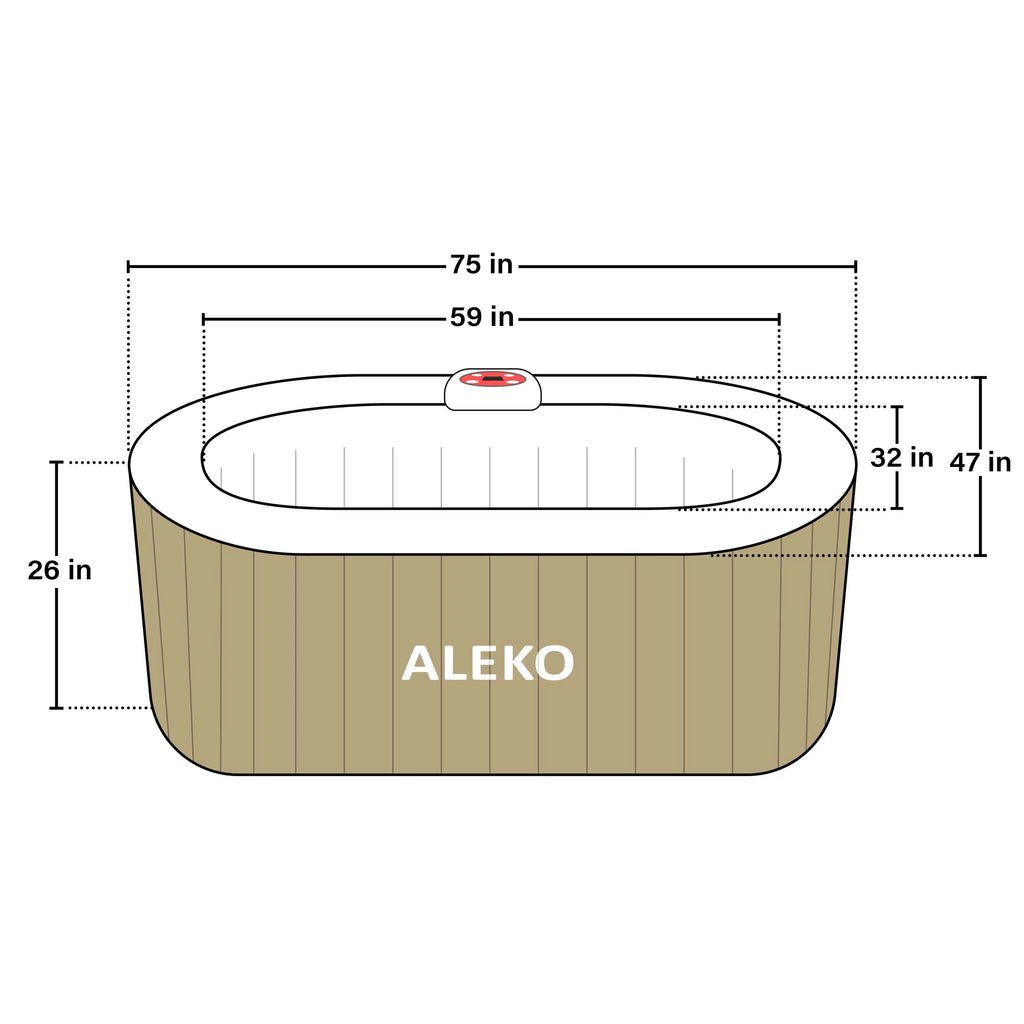 Person 145 ALEKO Cover Gallon with Oval 2 Hot Brown Jetted Inflatable Tub