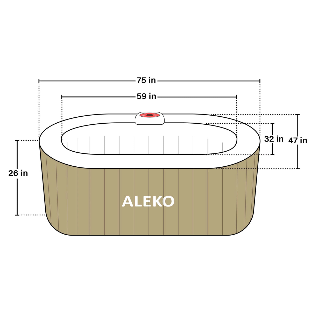 Person 145 ALEKO Cover Gallon with Oval 2 Hot Brown Jetted Inflatable Tub