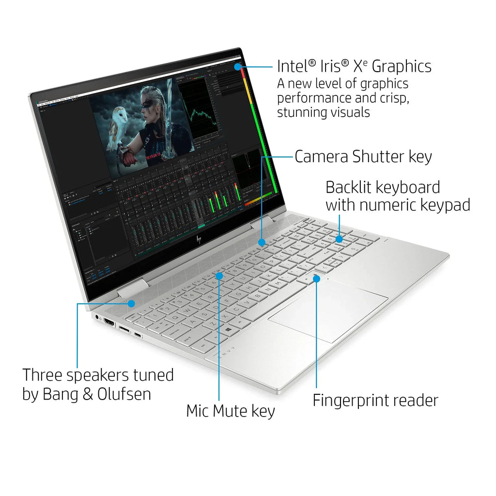 1TB WI-FI FHD SSD 11th Fingerprint 2021 Win 2-in-1 20GB HP USB 6 DDR4 Laptop Keyboard Gen Pro Graphics Intel NVMe Iris inch Touchscreen 15.6 Backlit i5-1135G7 32GB Envy w/ 10 Xe