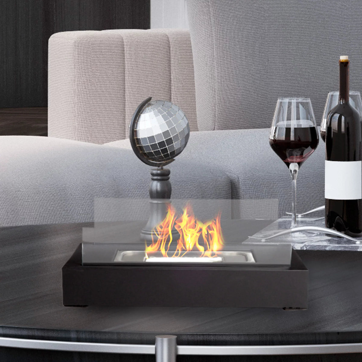 Northwest or Black Ethanol 2-Pack Ventless Outdoor Rectangular Fireplace, Bio Tabletop Indoor