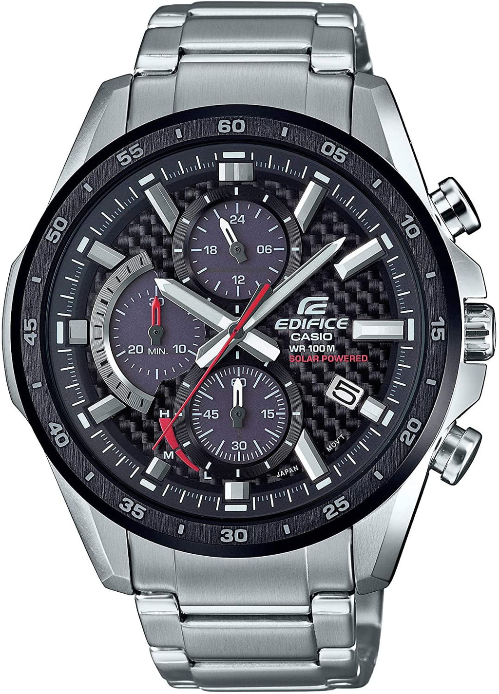 Steel Casio Men's Stainless Chronograph Solar-Powered Watch EQS-900DB-1AVCR Edifice
