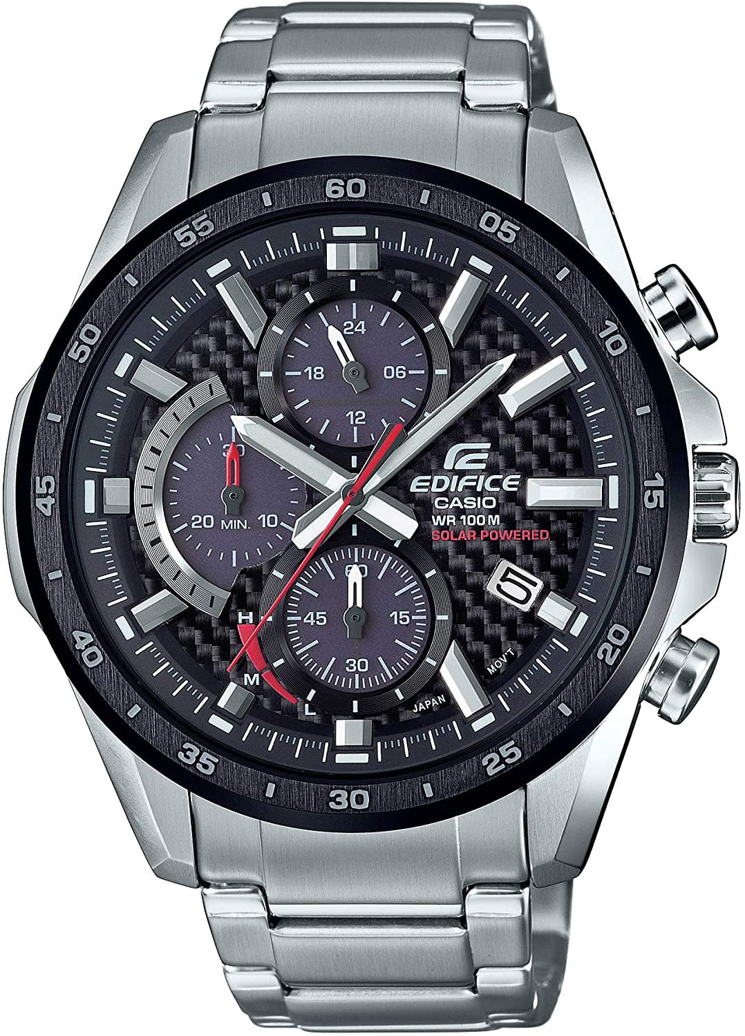 Steel Casio Men's Stainless Chronograph Solar-Powered Watch EQS-900DB-1AVCR Edifice
