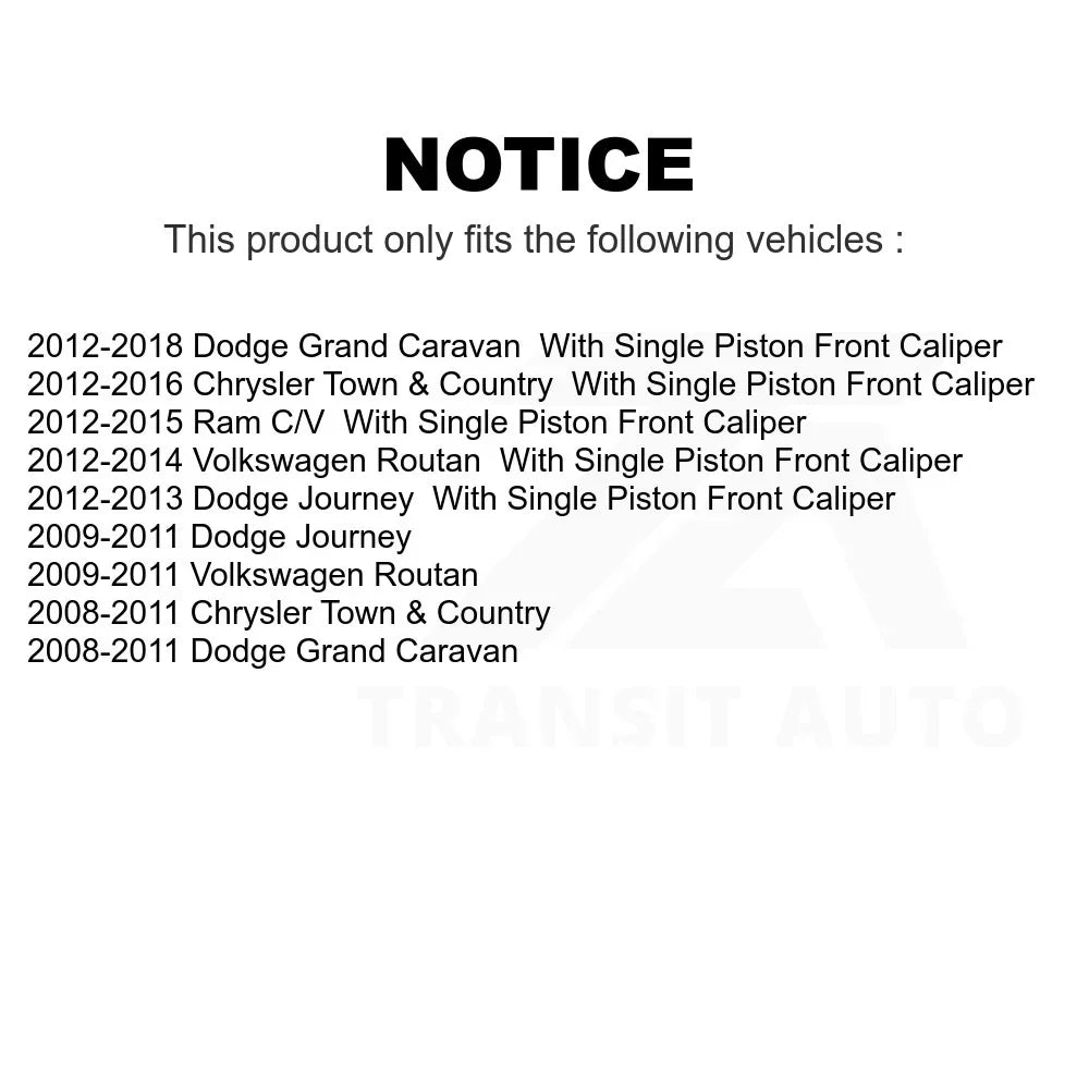 Routan & Rotors For Ram Pair Journey Grand Front Chrysler Volkswagen K8-100241 Town Country C/V Dodge Caravan Brake Disc
