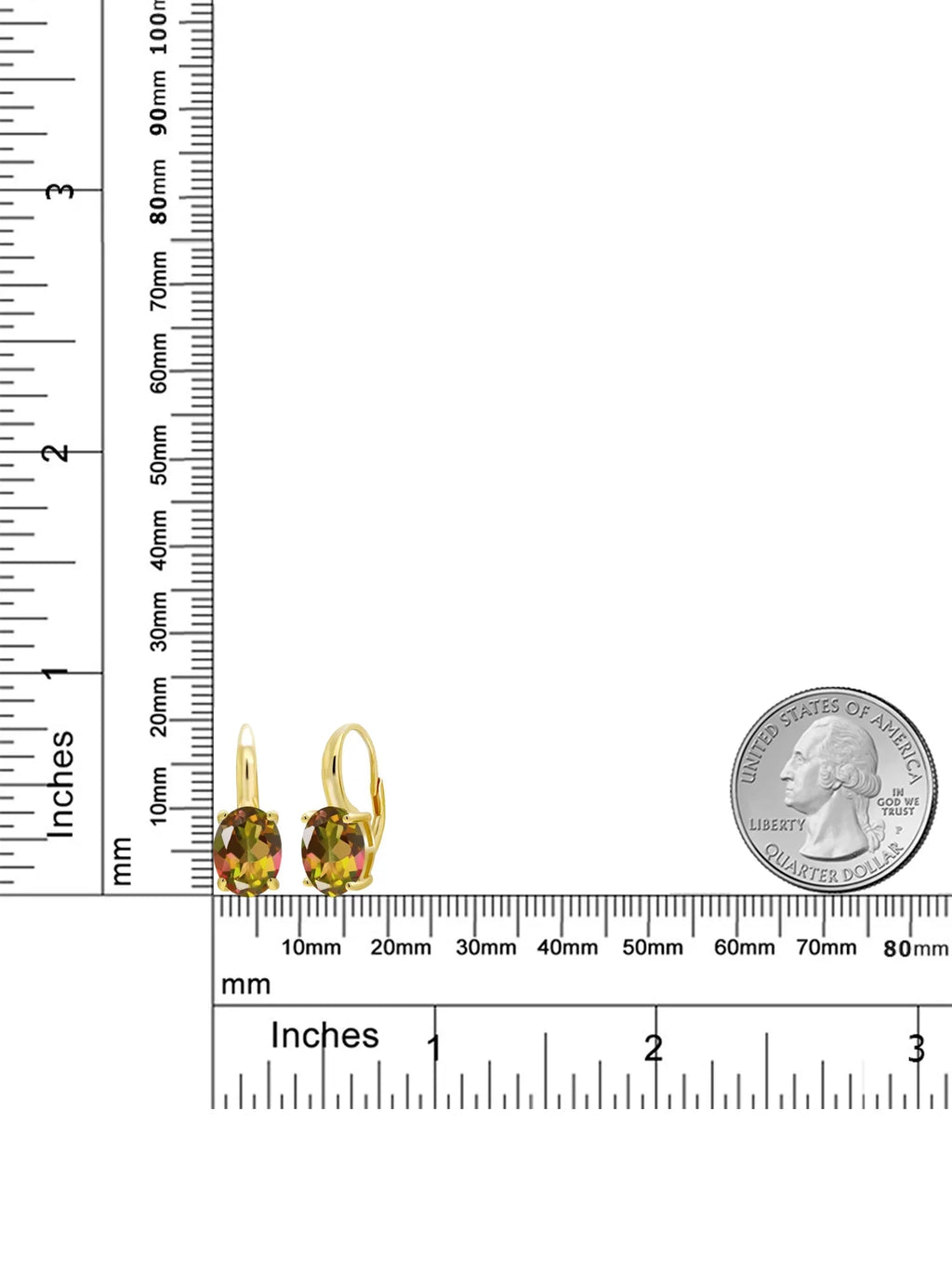 Yellow Mystic Earrings Mango King Topaz Gem Oval Gold Silver Plated Stone Ct 9.00 18K