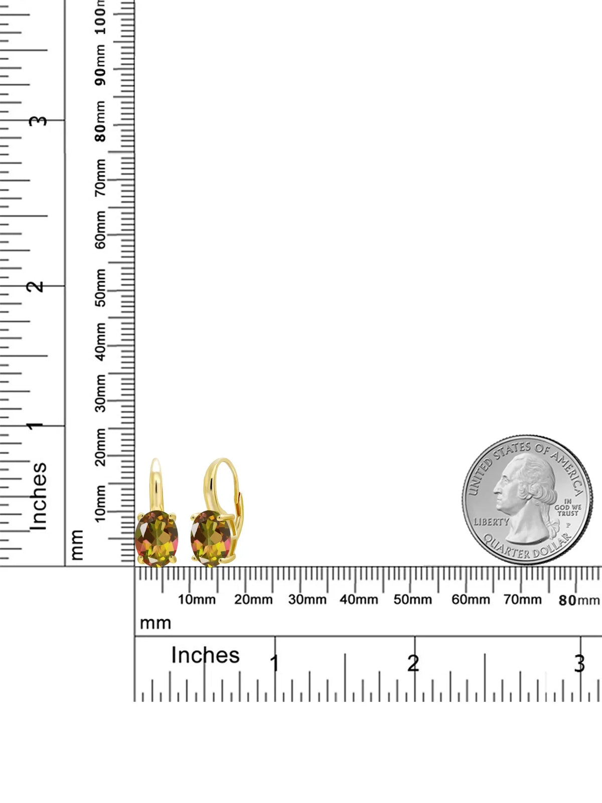 Yellow Mystic Earrings Mango King Topaz Gem Oval Gold Silver Plated Stone Ct 9.00 18K