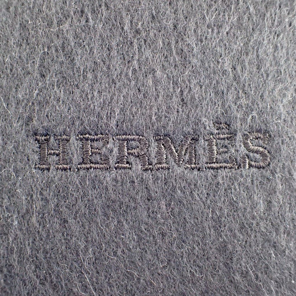 100% Black Scarf HERMES Cashmere Pre-Owned (Good) Grey Embroidered