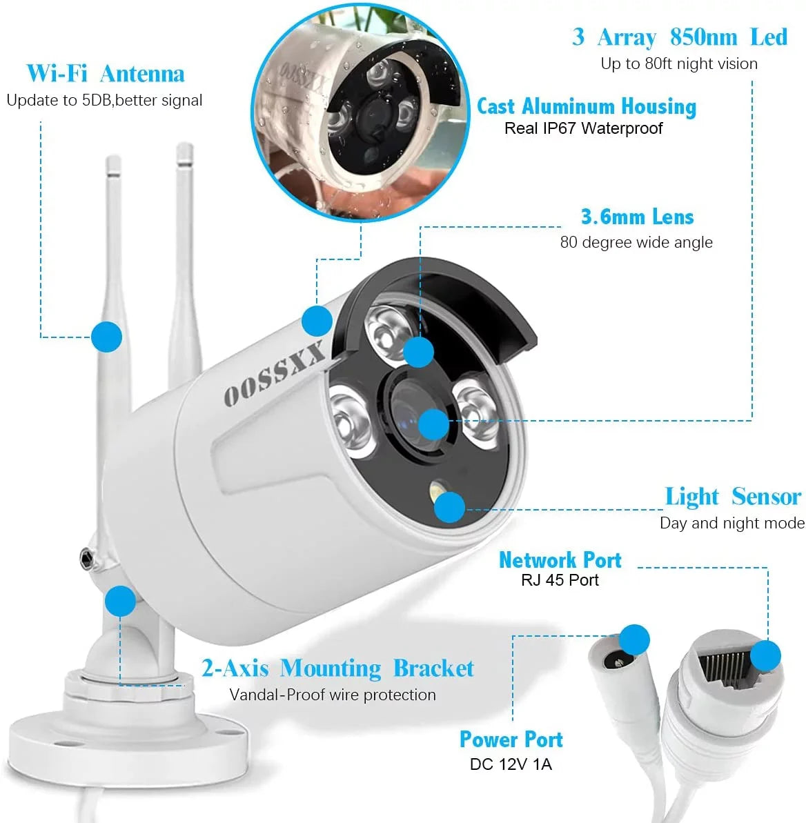 System, Wireless Security Security Outdoor without Dual Cameras WiFi Hard Kits 4Pcs Camera Surveillance Antennas 3.0MP Drive, NVR 2K