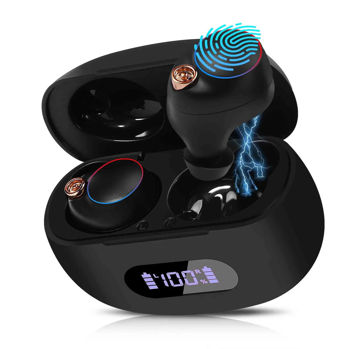 True Bluetooth Bluetooth Balanced, Wireless Bass Connection, Resistance, Black, Water Dual with IPX5 Smart + Lenovo Compatible Tab Charging Yoga Case, Connect, Earbuds UrbanX Boost 5.2