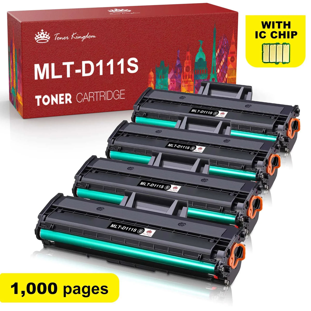 MLT-D111S Yield (Black) M2026W Cartridge 4-Pack MLT-D111S M2024 SLM2020W Compatible M2070FW Toner Samsung Printer High M2022W Xpress 111S for
