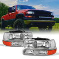 '- Set Headlights With For Chevy Corner Pair Lights Silverado Suburban Clear | AKKON Bumper | Replacement Tahoe 00-06 99-02