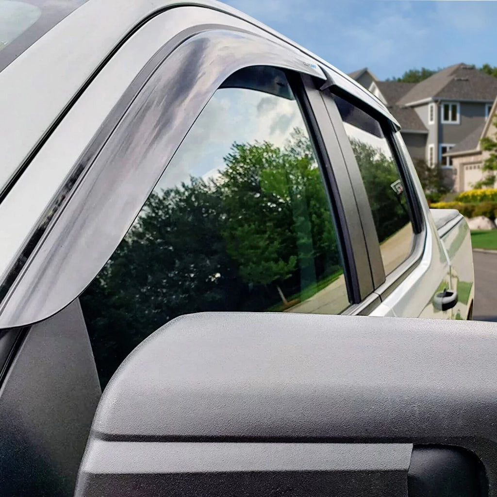 Rain ART Crew Guards (Chevy) Durable Truck with Chevrolet 2019-2024 Cab, Window Vent Silverado/GMC Compatible 419160 Window Visors, 4pcs- Sierra Accessories, 1500 Incredibly Deflectors, Tape-on CLIM