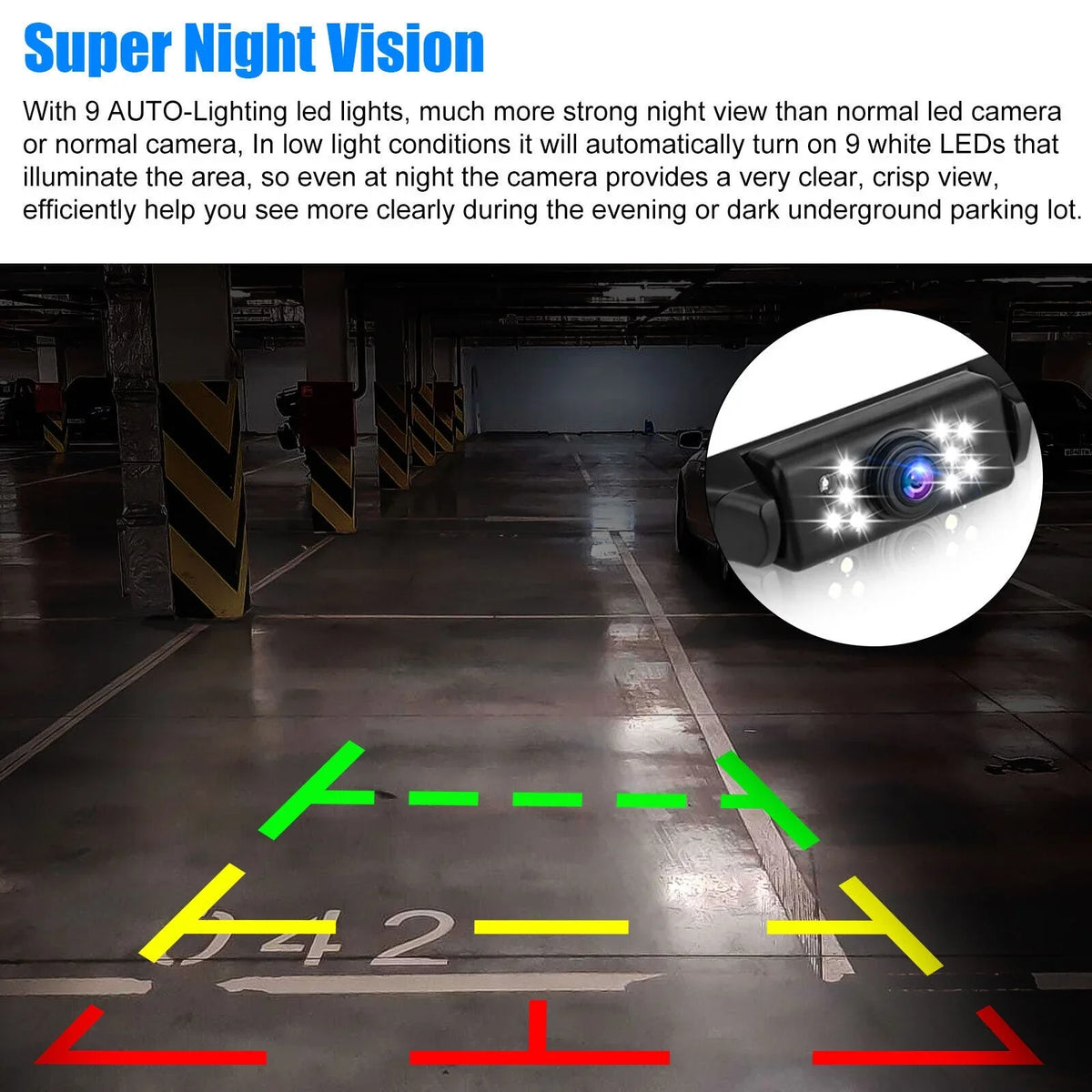 Parking View Car + Camera Monitor Night Vision Kit Backup Rear Mirror System 5"