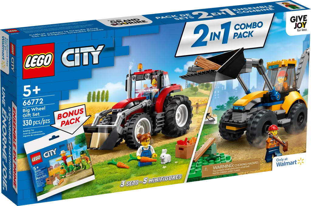 Bonus for Construction LEGO Building and Ages Plus Boys and Tractor Pack, City and 66772 Girls Great Set, Sets Gift Digger Scarecrow Garden Toy up, Gift Big Farm 5 & 2in1 Wheel