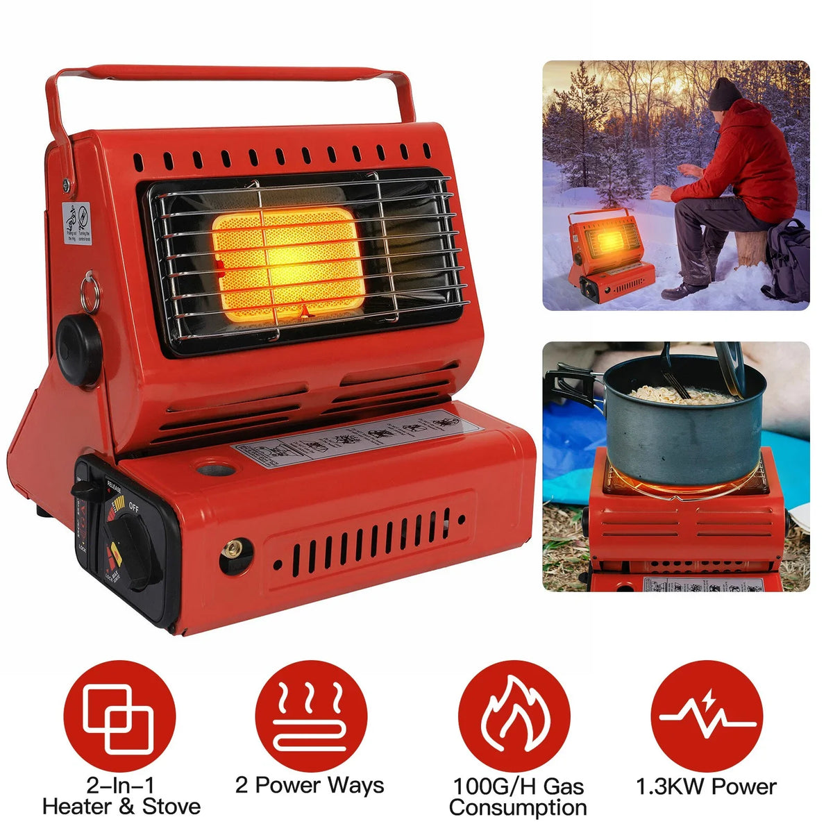1 Home Camping iMounTEK Heaters Inside Gas Heater for Burner Butane Use, Fishing in 2 Portable