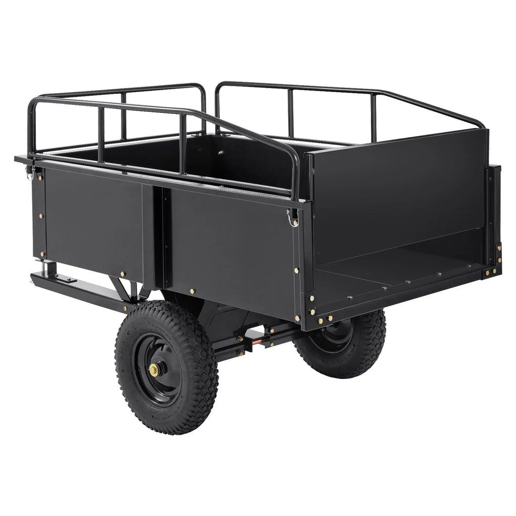 Dump VEVOR Utility 15 Garden Steel for Cubic Cart ATV Feet Mower Heavy Lawn with 750lb Capacity, Riding Trailer, Duty Trailer Tractor