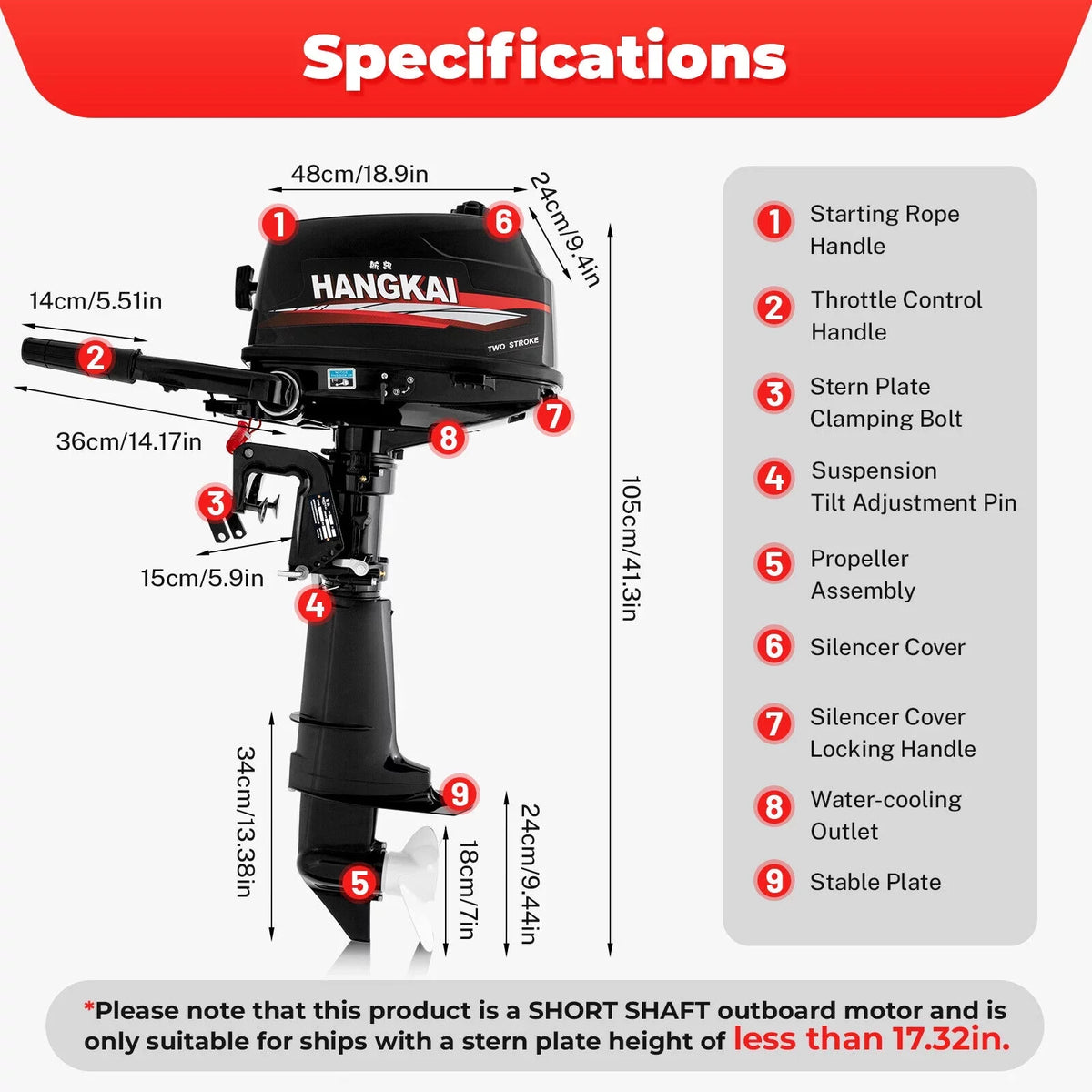 System 2-Stroke Motor Outboard CNCEST 6 Motor Boat Cooling Water Engine Hp Fishing Inflatable