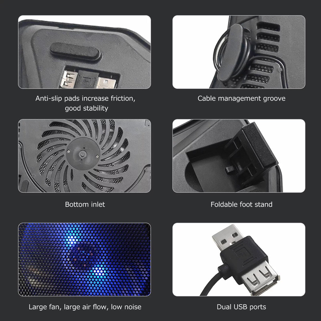 Laptop USB Portable Cooling Base Fan Support Below Noise Laptops Carevas Single 14 Design Cooler inch Two Laptop Ports Low