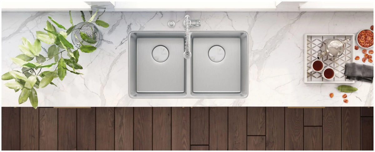 Stainless 16 Undermount in. Steel Kitchen Ruvati 31 Bowl 50-50 RVM5099 Double Gauge Sink USA