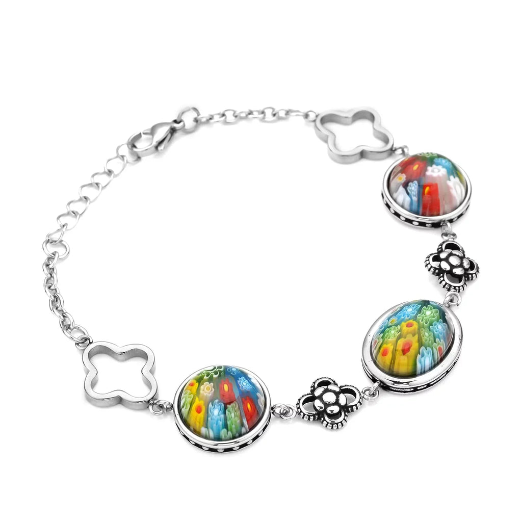 Stainless Glass Women Unique Shop for Bracelet Mom Jewelry Stylish Mothers for Costume Gifts Steel Size LC Oval Fashion Birthday Day 6.75"