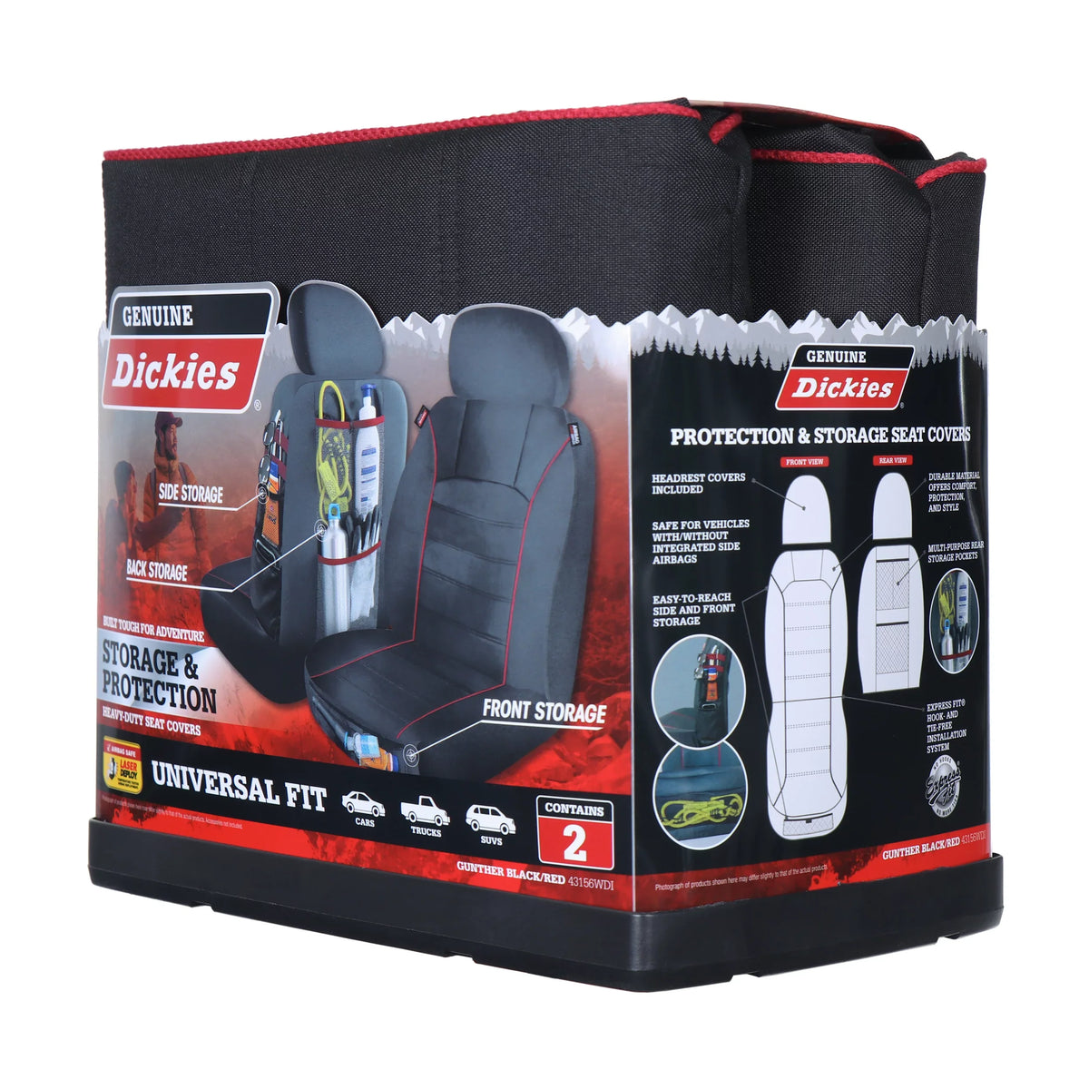 2 43156WDI and Seat Universal Piece Red, with Covers Black - Dickies Genuine Storage Car Front