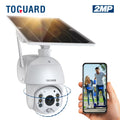 Audio 2-Way Detection, Security Dome TOGUARD Wireless PIR Surveillance 15600mAh with Night Color Solar Vision, Outdoor Motion with 1080P Battery Wifi Camera PTZ Panel, Camera