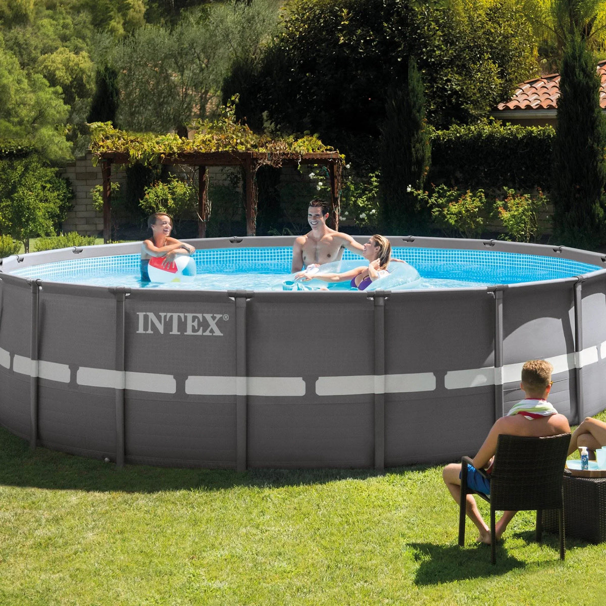 Sand Ground x 18' Frame Pool with Set Ultra Filter Intex Pump Swimming 52" Above