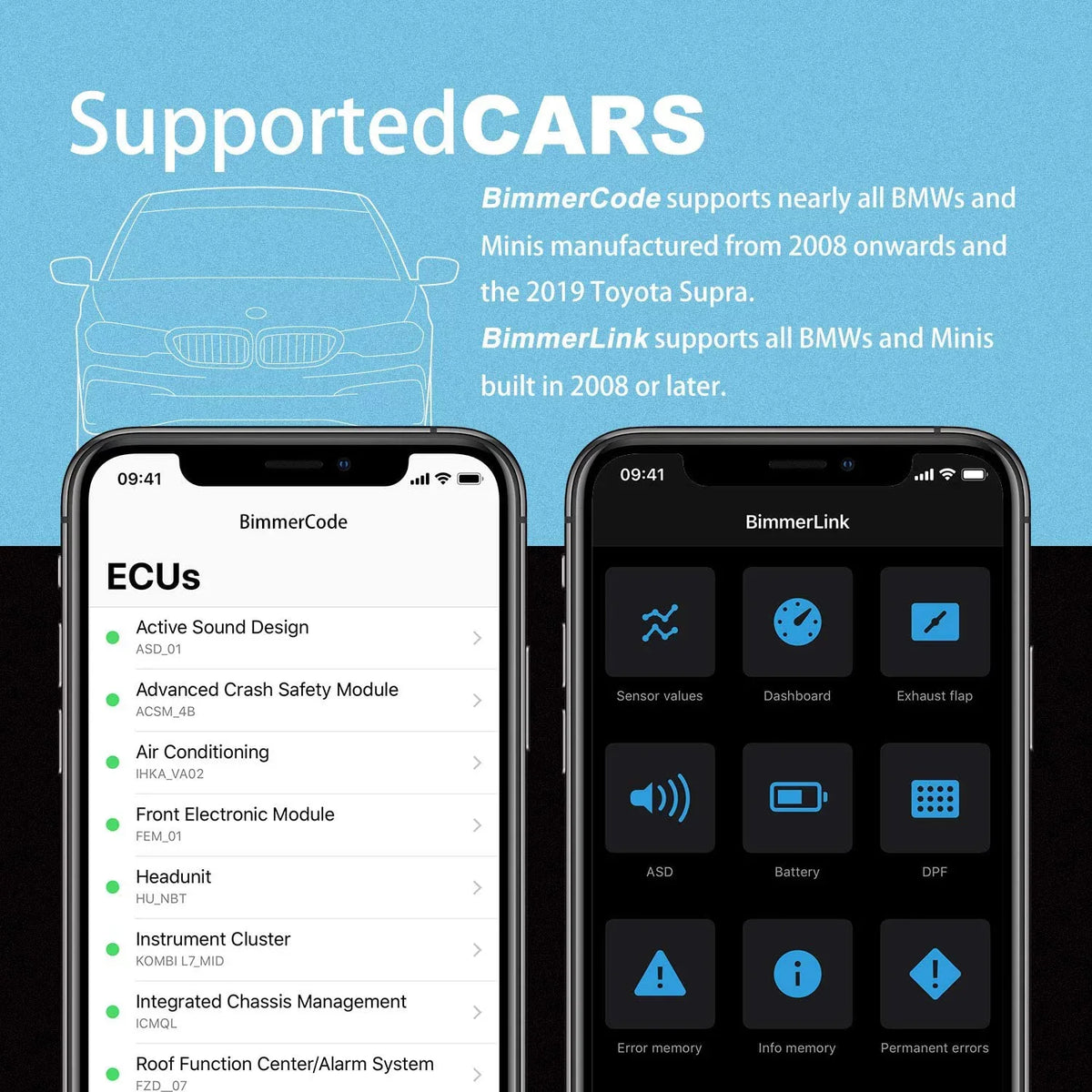 Diagnostic vLinker Car Unlock Vgate BLE OBD Bluetooth with BimmerCode, OBD2 Features & Hidden BMW/Mini, Scanner Tool BM+ in Android for iPhone Works II