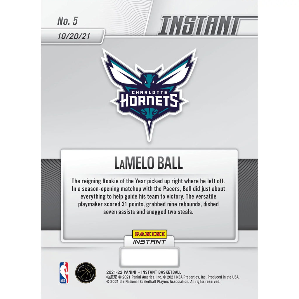 Stat Ball Fanatics Panini Instant Trading the Hornets Single Card Stuffs Sheet LaMelo - Parallel Charlotte Exclusive