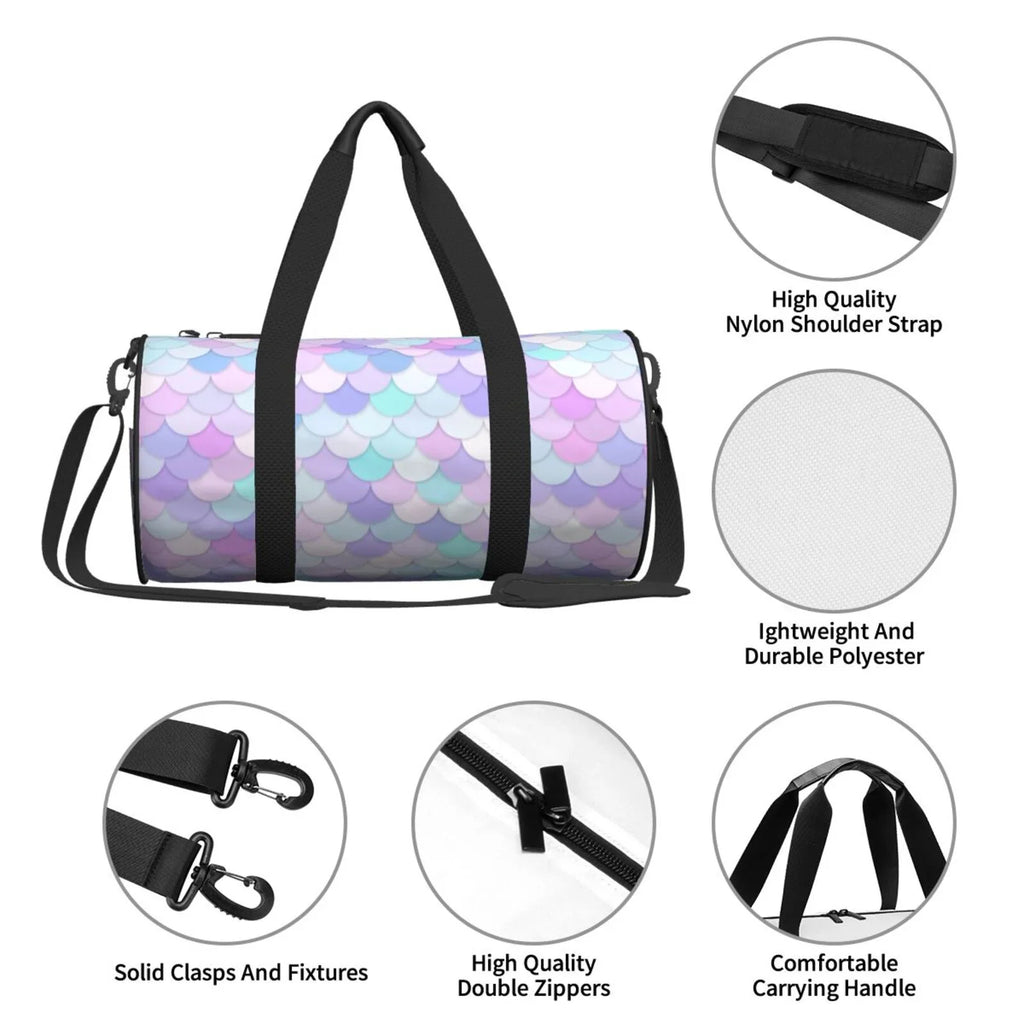 with and Bag Scales Compartment Gym Sports Luggage Waterproof Large Bag Capacity Cylinder Coaee Rainbow Pocket Bag Travel