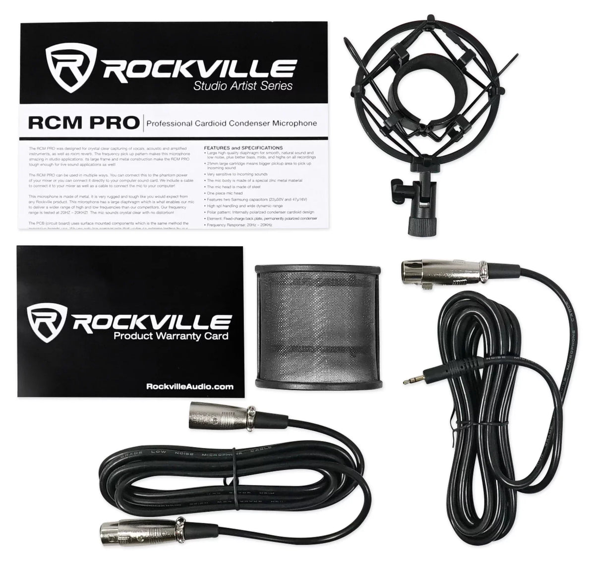 Condenser PRO Shield Rockville Podcast Studio/Recording RCM Microphone+Isolation