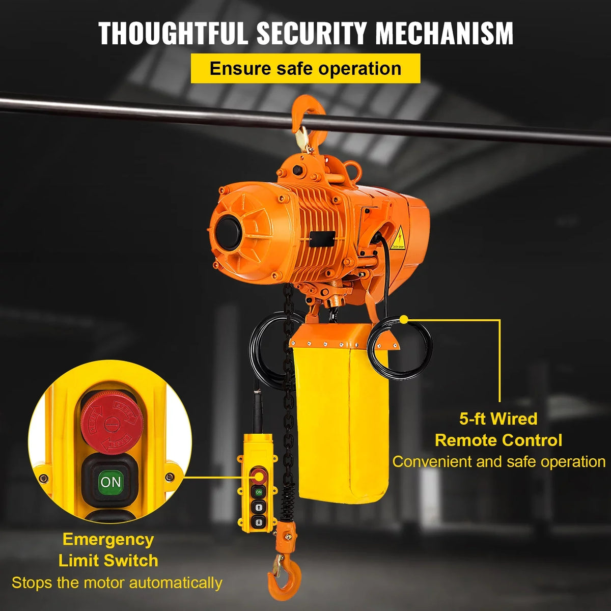 2200LBS/10FT Ton for Phase 1 Pendant Hook, with Chain Hoist Electric Double Height Agriculture Lift Chain Mount Factories VEVOR with G80, Chain Logistics, 110V Single Electrical and Control Hoist,