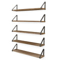 5 Shelf Mounted Room Natural Bedroom, Rustic Wall Ponza of for 24" Living with Brackets Kitchen Wallniture Burned, Floating Set