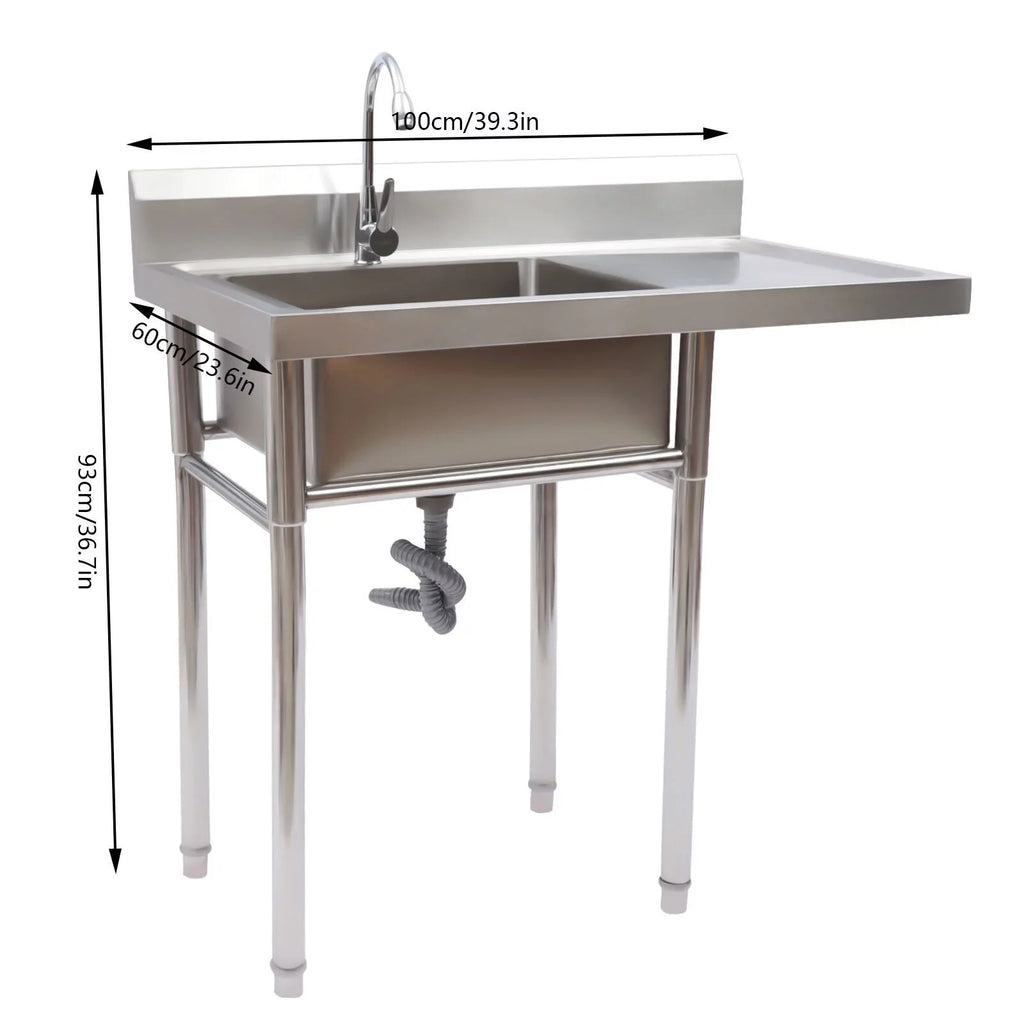 Utility Stainless Kitchen 36.7in Drainboard for 23.6* Use 39.3* Commercial Sink Home and Sink Steel