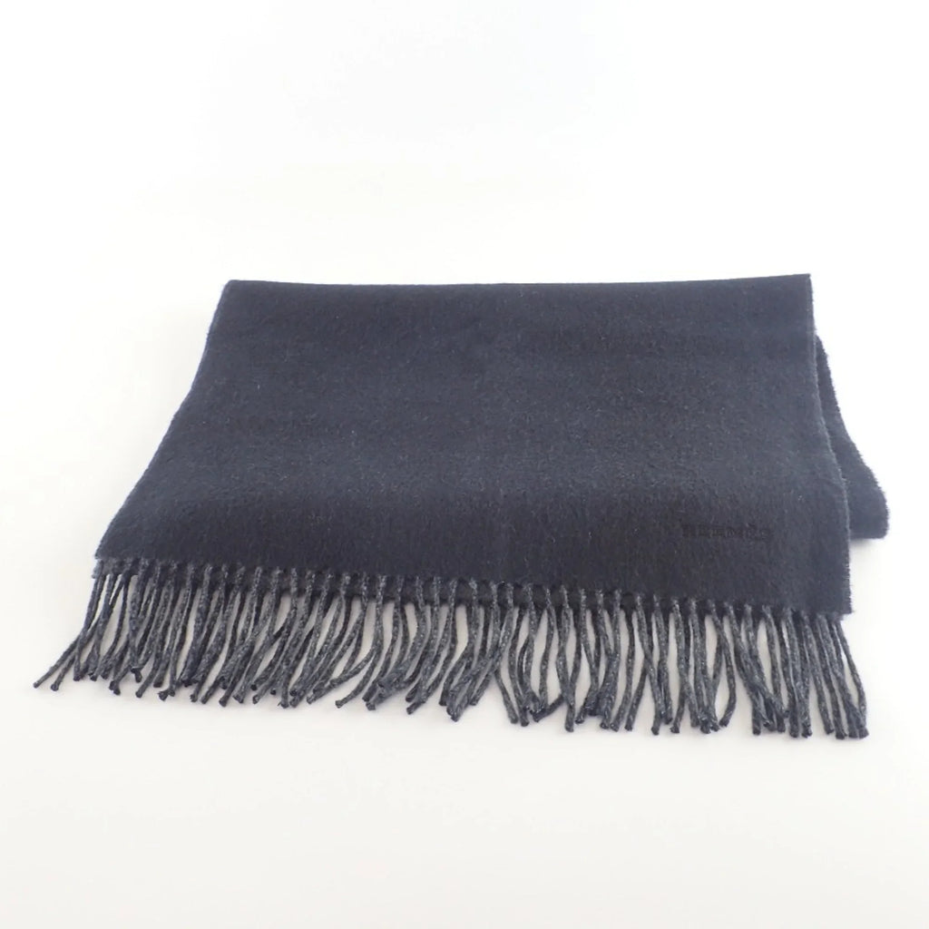 100% Black Scarf HERMES Cashmere Pre-Owned (Good) Grey Embroidered