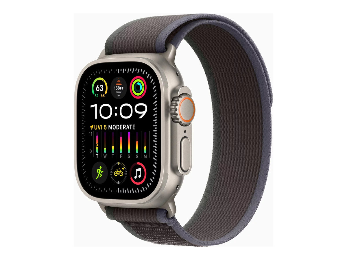 UWB, band S/M 2 Wi-Fi, Watch titanium - - oz - - size: with Trail blue/black watch - Loop Bluetooth 4G - Ultra smart 2.17 mm 49 nylon - GB Apple 64 weave - - LTE, -