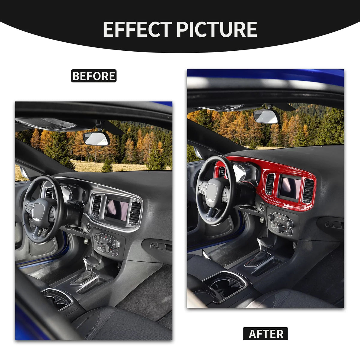 Charger Center 2015-2022,Red Trim Board Covers for Interior Console Dodge Dash CheroCar
