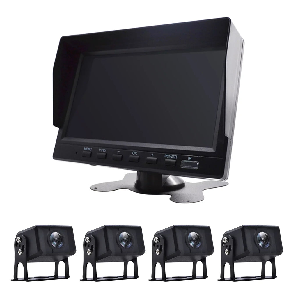 Bus+4 Driving Truck Video DVR Rear Recorder View Backup Monitor 7" RV Camera for