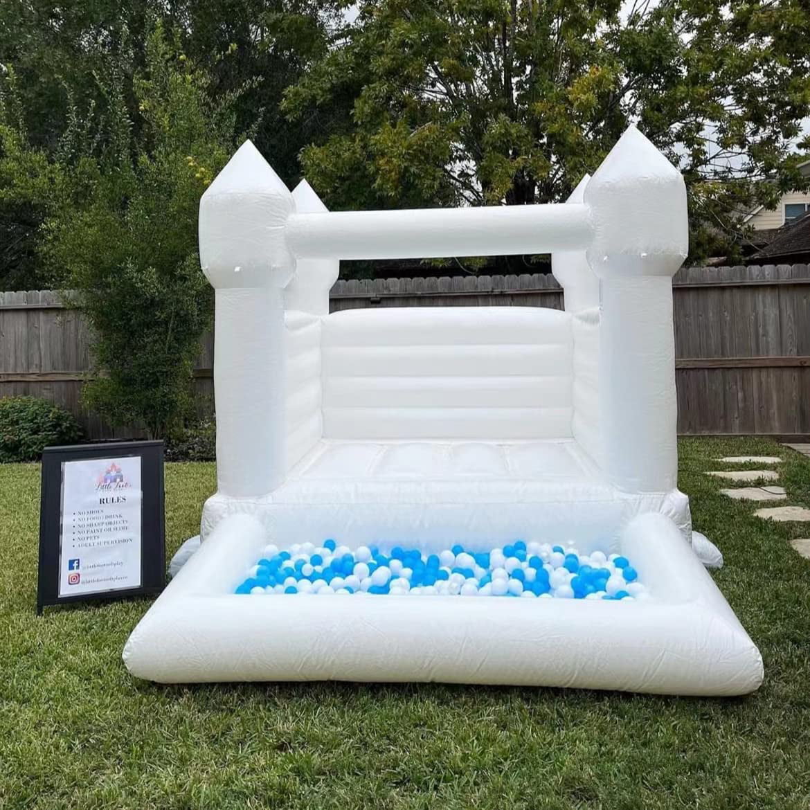 Outdoor & Bounce Jump PVC House Connsann Grade Commericial Blower Pit Castle Party White Indoor Ball with for Kids